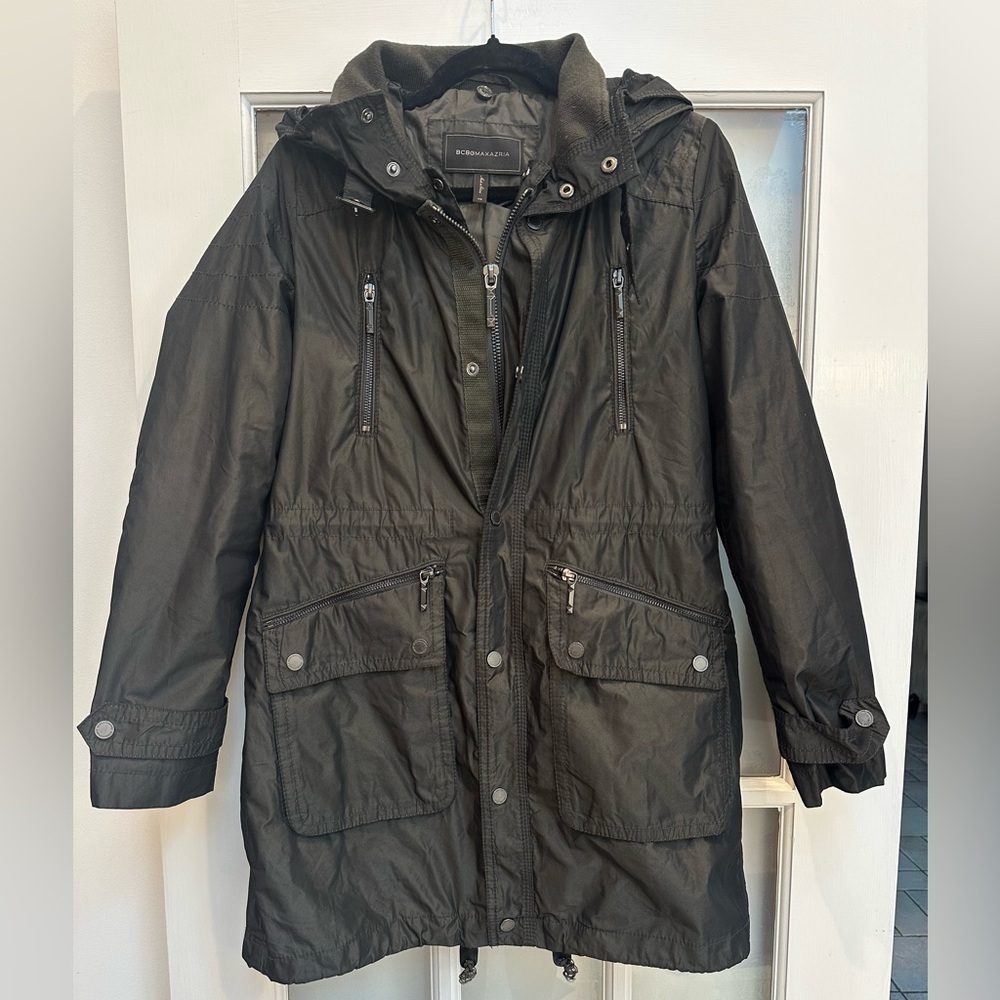 BCBGMAXAZRIA Dark Army Evergreen Women’s Full Zip Utility Jacket Size XS